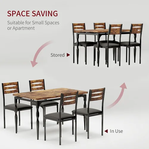 Miniatura 3 de IDEALHOUSE Juego de mesa de comedor de 5 piezas, juego de mesa de comedor y sillas de estilo industrial para 4, juego de mesa de cocina para Marrón