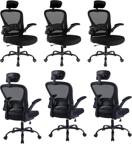Miniatura 11 de Silla de oficina ergonómica de escritorio, cómoda altura ajustable con ruedas, soporte lumbar de malla giratoria para computadora, silla de oficina