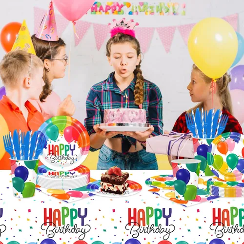 Miniatura 6 de 141 globos para decoración de fiesta de cumpleaños – Vajilla, suministros de fiesta, platos y servilletas, tenedores, tazas, pajitas, cubiertos