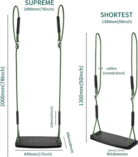 Miniatura 4 de Asiento de columpio resistente, columpio de árbol con cuerda ajustable y correas antideslizantes para árbol, accesorios para patio trasero, jardín