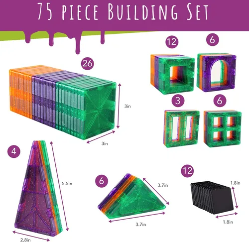 Miniatura 6 de DIY jr Creepy Archi Tiles - Azulejos magnéticos para niños - Bloques de construcción coloridos con insectos, bolsa de almacenamiento, calcomanías