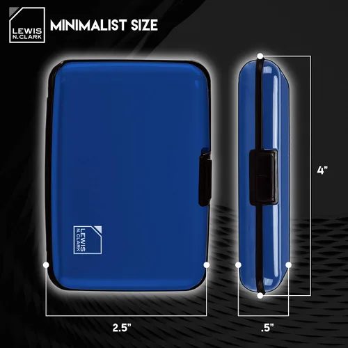 Miniatura 2 de Lewis N. Clark Cartera de aluminio RFID, Azul Patchwork, Mini cartera de aluminio RFID, soporte para tarjetas de crédito, funda para tarjetas
