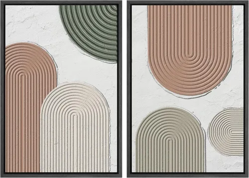 Miniatura 35 de SIGNWIN Lienzo enmarcado para pared, juego de arte con anillos de árbol de bosque grunge en blanco y negro, ilustraciones de naturaleza silvestre