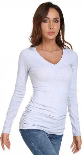 Miniatura 3 de AmélieBoutik Camiseta de manga larga raglán con cuello en V para mujer