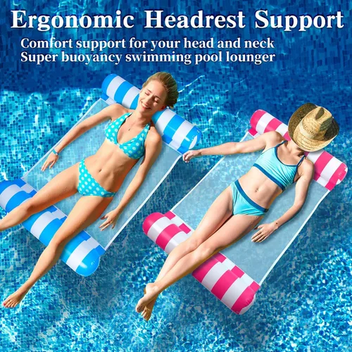 Miniatura 5 de 3/5/8 Pack Pool Hammock Upgrated Water Pool Floats, 4-in-1 (Hammock, Saddle, Lounge Chair, Drifter) Multi-Purpose Water Pool Float, Non-Stick PVC