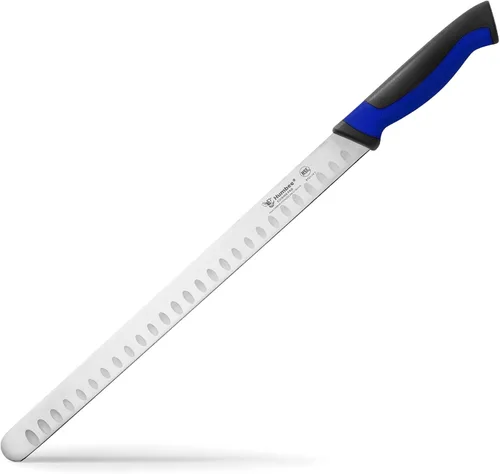Miniatura 13 de Cuchillo de chef de 8 pulgadas con borde Granton para rebanar jamón y carne de pavo Certificado NSF Hoja de acero inoxidable alemán Mango
