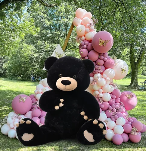 Miniatura 8 de MorisMos Oso de peluche gigante de 5 pies, 59 pulgadas, oso de peluche negro grande para decoración de fiesta de baby shower, regalo de animal
