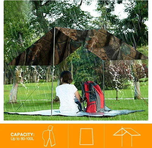 Miniatura 5 de REDCAMP Poncho de lluvia impermeable con capucha y brazos para acampar y senderismo