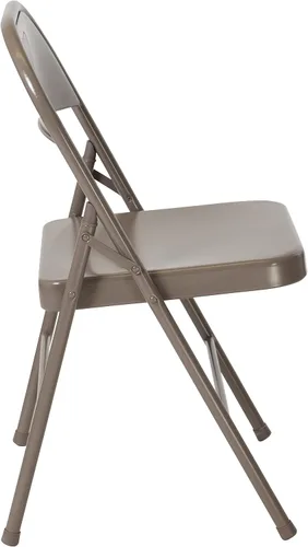 Miniatura 6 de Flash Furniture Paquete de 4 sillas plegables de metal gris con doble refuerzo de la serie HERCULES