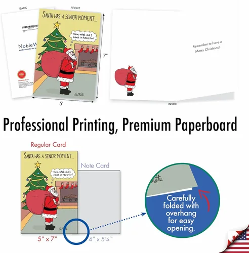 Miniatura 4 de NobleWorks 12 Divertidas Tarjetas de Felicitación de Navidad en Caja a Granel con Sobres de 5 x 7 Pulgadas (1 Diseño, 12 de Cada Una) Santa's Senior