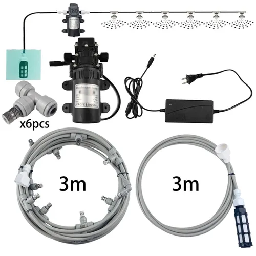 Miniatura 2 de Kit de sistema de refrigeración por nebulización al aire libre con kit de filtro de bomba silenciosa, línea de nebulización + rociadores de latón