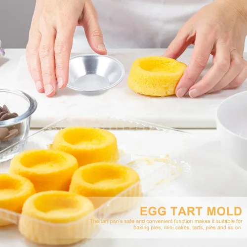 Miniatura 5 de Paquete de 25 moldes para tarta de huevo, tartaletas de aleación de aluminio, moldes de postre, moldes para tartas pequeñas, moldes para tartas