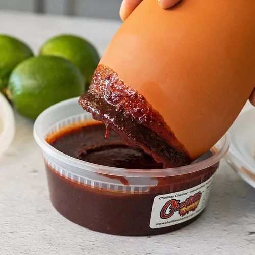 Miniatura 7 de Cheilitas Chamoy Salsa de caramelo mexicano natural para bordes Hecho a mano para bebidas, cócteles, micheladas, cerveza y más (mango)