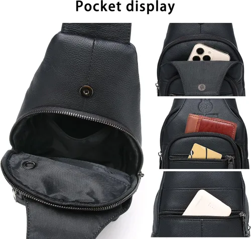 Miniatura 135 de LUKZIJAES Bolso bandolera de cuero genuino para hombre
