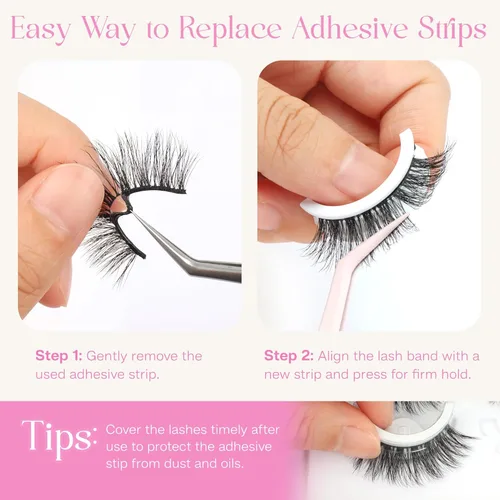 Miniatura 6 de CALAILIS Pestañas autoadhesivas, 5 pares de pestañas postizas a presión de aspecto natural, sin pegamento, reutilizables, pestañas postizas