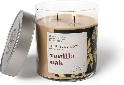 Miniatura 3 de Signature Soy Vela perfumada con tapa de roble de vainilla en tarro grande Roble Vain