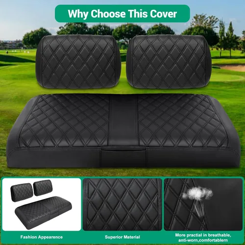 Miniatura 5 de iLSKW Fundas de Asiento para Carrito de Golf Yamaha G22 G8 G9 G16 G19 G2 Cubierta OEM Delantera, Vinilo de Cuero Fino con Textura de Diamante