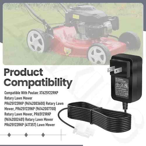 Miniatura 6 de 587007101 Cargador de batería para cortacésped – Cargador de 12 V por compatible con Husqvarna Craftsman Sears 532190097 HD725FE, HU675FE, HU725E