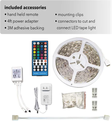 Miniatura 6 de GT-Lite Tira de luces LED de 800 lúmenes, cinta blanca y de color de 16 pies, cortada y conectada