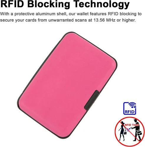 Miniatura 59 de Soporte para tarjetas de crédito, cartera metálica con bloqueo RFID para tarjetas de identificación para mujeres y hombres, funda rígida de aluminio