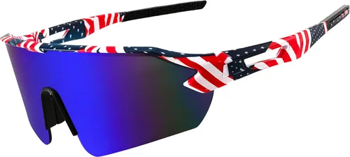 Miniatura 5 de FEISEDY Gafas de sol deportivas para hombres y mujeres, protección UV400 al aire libre, ciclismo, conducción, pesca, B2987 001 Estrellas & Rayas