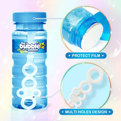 Miniatura 5 de SpringFlower 6 botellas de burbujas con varita, recuerdos de fiesta de burbujas para niños, juguetes de verano, juguete novedoso de solución
