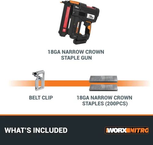 Miniatura 6 de Worx Nitro - Grapadora inalámbrica de corona estrecha de calibre 18 de 20 V, pistola de grapas inalámbrica que dispara hasta 80 grapas/minuto
