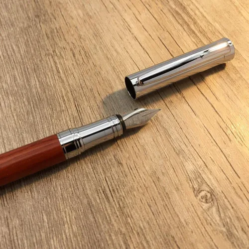 Miniatura 5 de LACHIEVA LUX Pluma estilográfica de palisandro, punta fina alemana, flujo de tinta suave, caja de regalo de madera con convertidor y 2 cartuchos