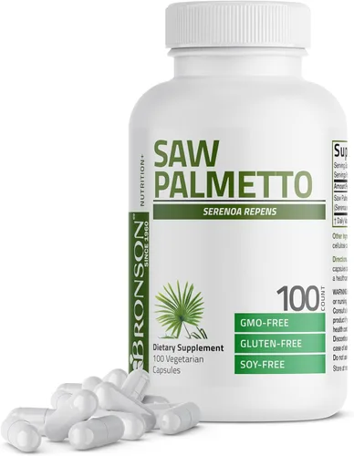 Bronson Saw Palmetto Extra Strength apoya la función saludable de la próstata y el apoyo a la salud urinaria, sin OMG, 100 cápsulas vegetarianas