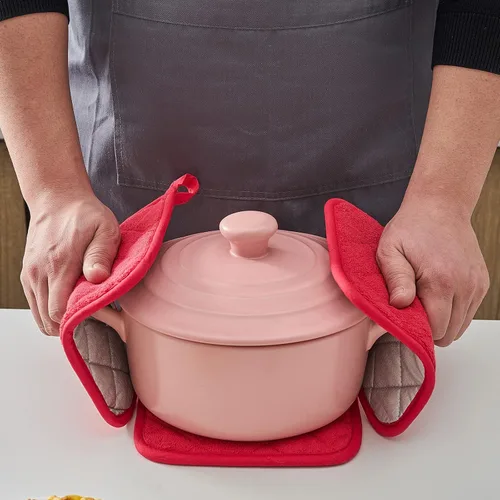 Miniatura 6 de Juego de soportes para ollas de cocina, resistentes al calor, juego de agarraderas de algodón puro, salvamanteles, posavasos grandes, almohadillas