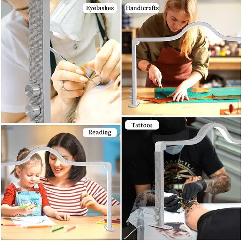 Miniatura 7 de Luz de Media Luna para Manicura, Lámpara de Uñas Cuadrada Plegable de 87.6 cm con Soporte para Teléfono, Lámpara de Manicura de Media Luna Ajustable