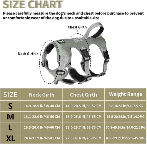 Miniatura 2 de FEimaX Arnés para perro sin tirones, chaleco acolchado suave para perro con 3 clips para la correa y asa de fácil control, reflectante ajustable sin