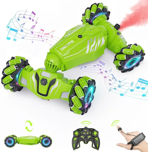 Miniatura 14 de Dysaim Gesture RC Car, juguete de acrobacias RC con detección de gestos para niños de 6 a 12 años, control remoto de mano 4WD de 2.4 GHz con luces