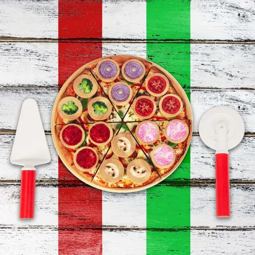 Miniatura 4 de Juego de alimentos de simulación para cortar, juguete de cocina de madera para niños, juego de pizza de madera, accesorios de cocina de simulación
