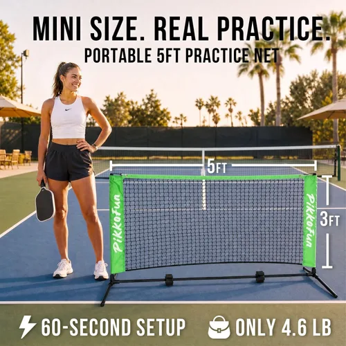 Miniatura 2 de Mini Red de Pickleball de 5 pies - Red Dink de Pickleball para Entrenamiento para Interiores y Exteriores, Altura Reglamentaria de 3 pies, Diseño