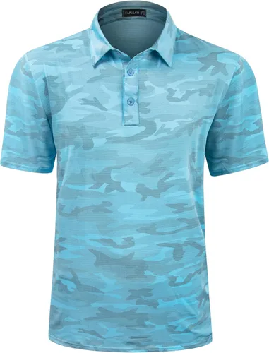 Miniatura 162 de TAPULCO Camisetas tipo polo de secado rápido para hombre, diseño de camuflaje, atléticas, ligeras, transpirables, casuales, para golf