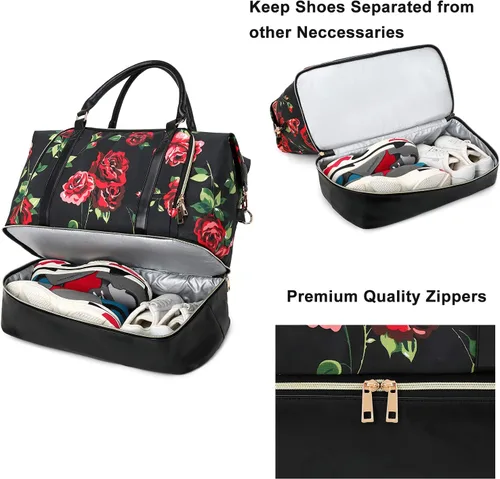 Miniatura 14 de CAMTOP - Bolsa de viaje de fin de semana para mujer, bolsa de lona con espacio para laptop de15.6 pulgadas