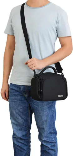 Miniatura 7 de CADeN - Bolso cruzado para cámara compacta compatible con cámaras y lentes Nikon, Canon, Sony SLR/DSLR sin espejo, resistente al agua (1.0 S, Negro)