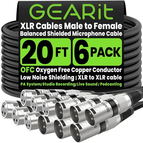 Miniatura 18 de GEARit XLR - Cable de micrófono macho a hembra (10 pies, paquete de 6) mezclador blindado equilibrado de 3 pines, estudio de grabación, podcast
