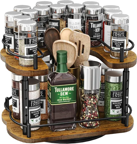 Miniatura 10 de Lazy Susan Organizador de especias – Organización de especias para gabinete, mesa giratoria ajustable para despensa, cocina, organizador giratorio