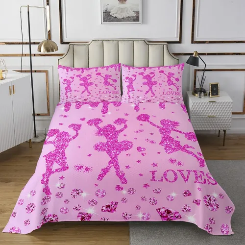 Miniatura 2 de Erosebridal Juego de edredón deportivo de animadora rosa para niñas, juego de edredón de lentejuelas con purpurina y diamantes para decoración