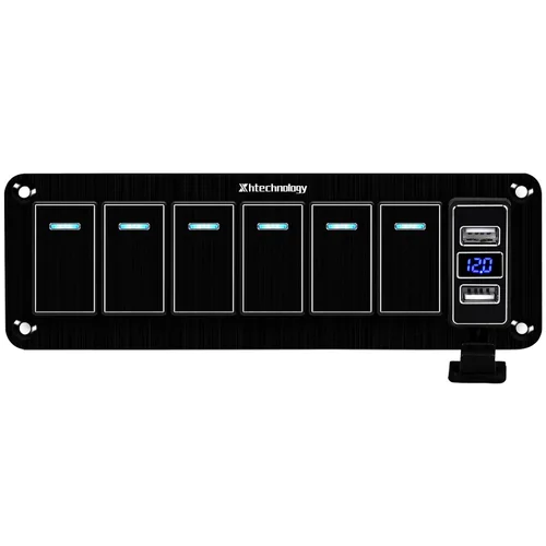 Miniatura 15 de Panel de interruptor basculante de aluminio de 2 vías, impermeable, precableado con retroiluminación azul, interruptor de palanca