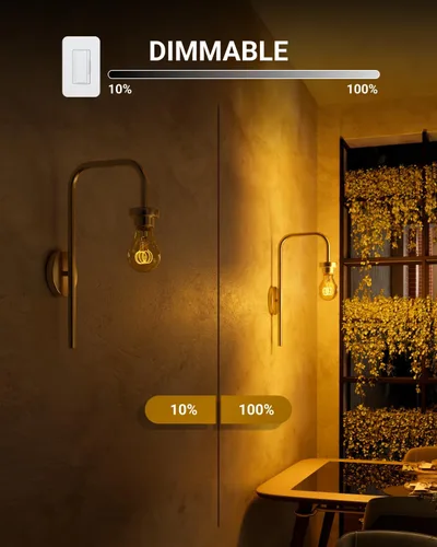 Miniatura 4 de Paquete de 6 bombillas LED Edison vintage, luz de filamento en espiral E26, 5.5 W = 40 W, luz ámbar de 2200 K, regulable, 450 lúmenes, 25000 horas