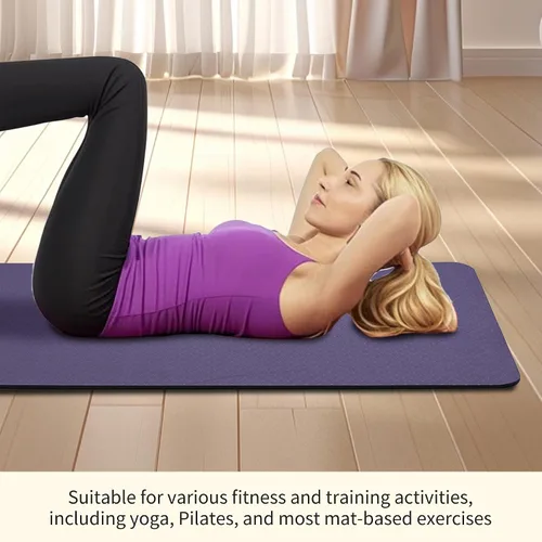 Miniatura 6 de Tapete de yoga, tapete de yoga con diseño antideslizante, tapete profesional de TPE para ejercicio, 72 x 24 pulgadas, tapete de entrenamiento