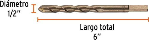 Miniatura 3 de TRUPER BCT-1/2X6-B Brocas para mampostería, en ampolla. Vástago de 11/32" 1/2" 6" (152mm)