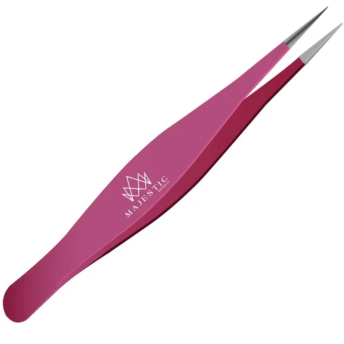 Miniatura 12 de Majestic Bombay Pinzas de punta fina para mujeres y hombres – Garrapatas astilladas, depilación facial, cejas y encarnados – afiladas, nariz