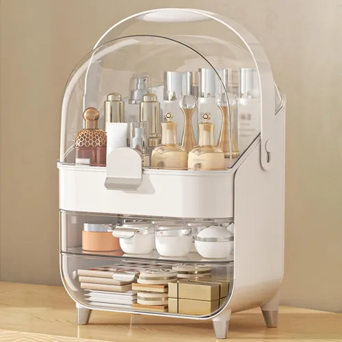 Miniatura 11 de Organizador de maquillaje para encimera, soporte para cuidado de la piel, organizador de mostrador de baño, caja de almacenamiento, vitrinas