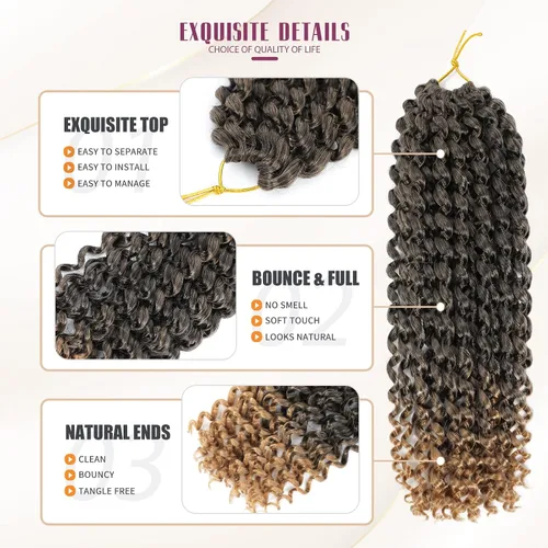 Miniatura 4 de Dansama - Extensiones de cabello tipo Passion Twist ondulado/rizos, para trenzas de estilo mariposa cosidas a ganchillo estilo bohemio