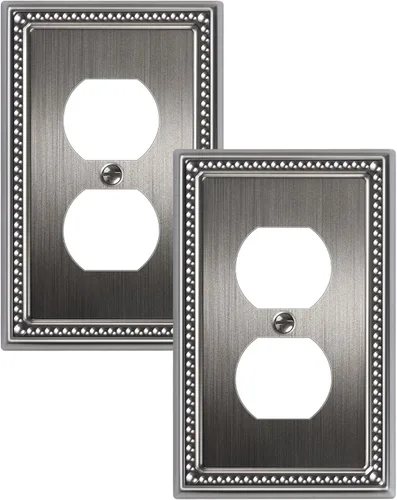Miniatura 151 de Paquete de 4 placas de cubierta para interruptor de luz de palanca individual, cubiertas decorativas de perlas, placa de pared de metal almendra