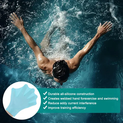 Miniatura 5 de M METERXITY Guantes de natación de silicona, guantes de natación con malla tipo rana de dedo, guantes de entrenamiento de natación, resistencia al